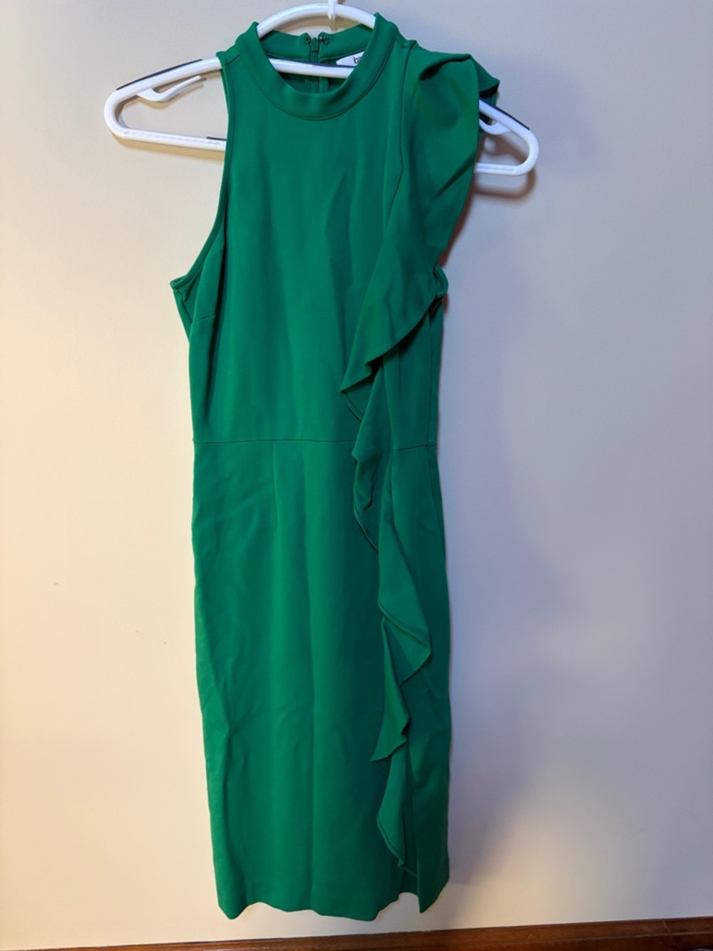 Bar III Emerald Green Sleeveless Ruffle Midi Dress